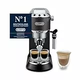 De'Longhi Dedica Style - Perfetto Kompakte Siebträgermaschine Espressomaschine mit Tasten, manuellem Milchaufschäumer für Espresso und Cappuccino, ESE Pad geeignet, 15cm breit, Schwarz (EC685.BK)