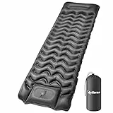 Arlierss Isomatte, Ultraleichte Aufblasbare Luftmatratze, Camping Matratze mit Fußpresse Pumpe, Anti-Ripstop Tragbar Schlafmatte Outdoor mit Kissen für Wandern, Strand, Reise-Grau