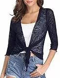 Gyabnw Damen Bolero Chiffon 3/4 Ärmel Jacke Elegant Bolerojacke Sommer Kurze Cardigan Leicht Dünn Bolero Jäckchen
