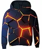 Goodstoworld Geometrie Magma Pullover Kinder Mädchen Jungen 3D Blitz Kapuzenpullover Hoodie Coole Druck Lange Ärmel mit Tasch Sweatshirt Pulli Teen 6-7 Jahre