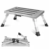 DBREAKS Aluminium Tritthocker Klappbar 1 Stufe Arbeitsplattform Klapptritt höhenverstellbarer, 300 kg Belastung, Anti-Rutsch Trittstufe Wohnmobil, Leicht, für Camping, Küche und Trittstufe Wohnwagen