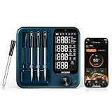 Inkbird INT-14S-BW Fleischthermometer kabellos, Grillthermometer WIFI 5G und Bluetooth 5.4 mit 4 Sonden & 5 Sensoren, unbegrenzte WLAN-Reichweite Bratenthermometer für Grill Backofen Ofen Smoker