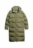 Superdry Damen Longline Hooded Puffer Coat Jacke, Wild Khaki, 36