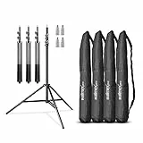 Walimex pro Lichtstativ WT-806 4er-Set bis 256 cm Höhe, Blitzstativ mit Federdämpfung inkl. 3/8' Adapter & Taschen, Lampenstativ bis 6 kg, Studiostativ für Ringlicht, Reflektor, Blitz & Video