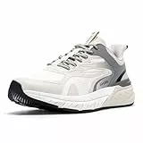 FitVille Laufschuhe Herren Extra Breit Walkingschuhe Slip on Sneaker Atmungsaktive Sportschuhe Dämpfende Joggingschuhe Bequeme Fitnessschuhe Schuhe Turnschuhe Running Shoes Men Weiß Grau EU 43 Weit