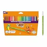 BIC Kids Filzstifte Kid Couleur, Fasermaler zum Malen in 24 auswaschbaren Farben, mit stabiler Spitze, im Karton Etui, ab 5 Jahre