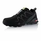 Fusskleidung® Damen Herren Wanderschuhe atmungsaktive Trail Running Trekkingschuhe Schwarz Grau EU 43