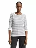 TOM TAILOR Denim Damen Sweatshirt mit Raffarm & Streifenmuster