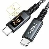 GIANAC 240W USB C auf USB C Kabel [1M] Schnellladekabel USB C USB PD3.1 Nylon USB Typ C Ladekabel mit LED Display für iPhone 16 Pro Max, iPhone 15, Samsung S24 S23 S22 S21,iPad Pro, MacBook Pro/Air