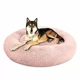 SAVFOX Hundebetten, Plüsch, beruhigend, Donutform, bequem, Kuschelbett für kleine bis sehr große Hunde und für Katzen, Kunstfell, waschbar, mehrere Größen: XS–XXL