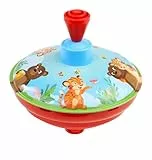 LENA Brummkreisel Tiger und Bär - Spielzeug Kreisel Ø 13 cm mit Tier-Motiv, Made in Europe, Motorik Spielzeug für Kleinkinder ab 18 Monate
