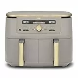 Ninja Dual Zone Digital Air Fryer, 2 Schubladen, 6-in-1, Heißluftfritteuse, 9,5L, Heißluft-Frittieren, Max Crisp, Rösten, Backen, Aufwärmen, Spülmaschinenfeste Körbe, Stone/Gold DZ400EUSTGD