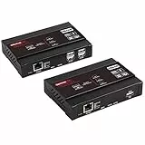 TreasLin HDMI KVM USB Extender 4K bei 30 Hz KVM über IP über CAT5e/6,EIN bis viele POE-328ft(100m),Empfänger mit USB 2.0-Anschluss4 Supper HD Verlustfreier A/V KVM Extender mit ultraniedriger Latenz