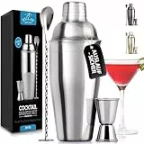 Zulay Kitchen Premium Cocktail Shaker 700ml, Cocktail Set aus Edelstahl, Boston Shaker mit integriertem Sieb, doppelseitigem Jigger und Kombi-Stößel-Rührlöffel – Pro Bar Zubehör, Barkeeper Mixer Set