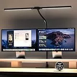 EYOCEAN Schreibtischlampe, Doppelkopf Schreibtischlampe, 24W 80cm Tageslichtlampe Schreibtisch mit Fernbedienung, Dimmbare Monitor Lampe, Büro Tischlampe, Augenschutz Bildschirmlampe