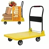 Pallit Transportwagen Sackkarre Klappbar Klappwagen 400kg Lenkbarer Einhand-Faltwagen Plattformwagen Als Transporthilfe Handwagen Trolley Geräuscharmer Rollwagen Mit Griff Für Gepäck Auto Umzug