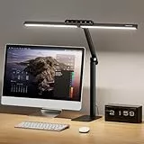 Honeywell LED Schreibtischlampe mit Basis - HJ1BK Sunturalux Augenschonende Architekten Schreibtischlampe für Home Office, 1200LM Computerschreibtischlampe 4 Farbmodi mit Timer, Schwarz