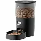 IMIPAW Futterautomat Katze, Katzenfutter Automat mit Programmierbarem Timer, Einfache Bedienung, 1-6 Mahlzeiten pro Tag, Futterspender für Katzen und Hunde (Schwarz, 3L)