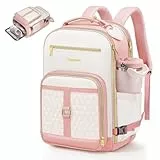 Taygeer Rucksack Handgepäck Flugzeug 40x30x20 Kompatibel mit Ryanair Handgepäck, Reiserucksack Damen mit Schuhfach und Gepäckanhänger, Wasserdicht Laptop Rucksack 15.6 zoll für Weekender, Weiß Rosa