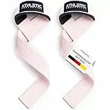 Zughilfen für Krafttraining und Bodybuilding (gepolstert) - Profi Lifting Straps 60 cm Länge für Fitness, Weightlifting, Kreuzheben - Zughilfe im Paar für Frauen und Männer (Rose (Silikon))