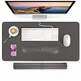 AECCN Leather Desk Mat and Keyboard Wrist Rest Set - Truffle Grey 80 X 40 cm
