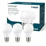 Linkind 8W E27 LED Lampe, Warmweiß (2700K), 806lm, ersetzt 60W Lampe, 220° Abstrahlwinkel, nicht dimmbar, A60 Form, 3 Stück