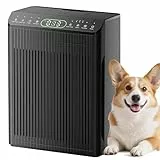 EVALIT Luftreiniger für Allergiker, Air Purifier für Wohnung Raucherzimmer, 200 m², Luftreiniger mit Aromatherapie, PM 2,5 Luftqualitätsmonitor für Rauch, Staub und Gerüche, Schwarz, 1 Pack + 3 Modi