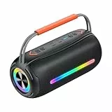 Bluetooth Lautsprecher mit Tragegriff, 40W Musikbox Bluetooth Box mit Dualen Bass-Treibern, IPX7 Wasserdicht, RGB Lichter, TWS Kopplung, AUX, TF Karte, Geeignet Party/Outdoor/Reisen, Schwarz