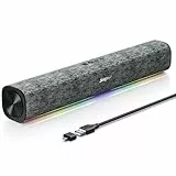 SOULION R100 PC Lautsprecher, 2.0 USB Bluetooth Computer Lautsprecher, Bunte Lichter Synchronisation mit Musik Beats, Stereo-Surround-Soundbar für PC, Desktop, Laptop, ohne AUX (3.5 mm)