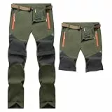 Echinodon Kinder 2-in-1 Outdoorhose Zip Off Hose Wasserabweisend Schnelltrocknend Dünn Leicht Sommerhose Jungen Trekkinghose Mädchen Wanderhose Armeegrün 3XL