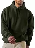 JMIERR Herren Hoodie mit Taschen Freizeit Baumwolle Sweatshirts Langarm Fallen Winter Kordelzug Kapuzenpullovers Grün L