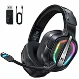 Fachixy FC200 Wireless Gaming Headset, 2.4G Bluetooth Headset mit Mikrofon für PS5, PS4, PC, Switch, Faltbarer Gaming Kopfhörer, Geringe Latenz Noise Cancelling, mit LED Licht, 40H Akkulaufzeit