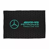 Character World Mercedes AMG Petronas Offizielle Fleecedecke, superweich, warm, schwarz, Überwurf, Stealth-Formel-1-Design, perfekt für Schlafzimmer, Camping und Übernachtungen, 100 x 150 cm