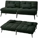 LUCKRACER Sofa 3 Sitzer Sofa Schlafsofa mit Schlaffunktion, überzug Futon Klappsofa, Bettcouch, ecksofa, Couch, 5 Verstellbare Winkel, Ideal für Wohnungen Wohnzimmer aus Stoff Grün