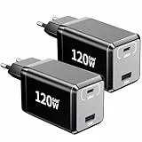 HSSNS 2er-Pack 120W USB C Ladegerät, 2-Port Schnellladegerät PD Fast Charger, USB C Stecker kompatibel mit MacBook Pro/Air, Laptop, iPad Pro, iPhone 16/15 Series, Samsung Galaxy.