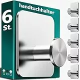4smile Handtuchhalter ohne Bohren, Silber - 6 Stück Badezimmer Handtuchhalter, Klebehaken aus Edelstahl, moderne Haken für Bad, WC, Küche - Wasserfeste Haken selbstklebend, Handtuchhaken