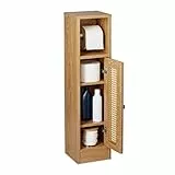 Relaxdays Toilettenpapierhalter stehend, Badezimmeregal HBT: 80x20,5x21 cm, Holzoptik, schmaler WC Papier Schrank, braun