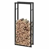 Laneetal Kaminholzregal Innen Außen, 150x60x25cm, Brennholzregal aus Metall, Holzstapelhilfe, Holzunterstand, Brennholzlager, Kaminholzständer, Holzlager, für Kaminholz Brennholz, schwarz