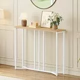 YITAHOME Konsolentisch, 80CM Flurtisch Schmal, Sofatisch, Beistelltisch, Schmales Regal, Console Table für Wohnzimmer, Flur, Eingangsbereich, einfache Montage, Holzfarbe und Weiß