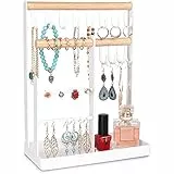 Thrarise Schmuckständer, Halskettenhalter mit Tablett zur Aufbewahrung Halsketten, Armbänder, Ringe, Uhren, Verschiedene Schmuckstücke