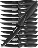 Home Hero Steak Knives, Sharp Steak Knives Set, High-Carbon Stainless Steel Steak Knife Set, Ergonomic Handles Serrated Knives (12 Stück – Schwarz)