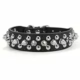 Filhome Leder Hundehalsband mit Spikes und Nieten Gotik Punk Verstellbar Halsband für Kleine Mittelgroße Große Hunde Schwarz