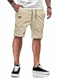 JMIERR Shorts Herren Sommer Freizeit Chino Stretch Baumwolle Elastische Taille mit Taschen (C Beige L)