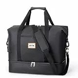 Lekespring Easyjet Handgepäck 45x36x20 Reisetasche Damen Handgepäck Tasche für Flugzeug, Sporttasche Klein Weekender Damen, Schwarz, 32L