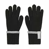 Calvin Klein Warme Damenhandschuhe mit gerippten Spitzen, Schwarz, Einheitsgröße