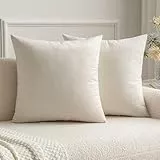 MIULEE 2er Set Kissenbezug Kissenhülle Dekorative Dekokissen Sofakissen Quadrat Wurfkissenbezug mit Verstecktem Reißverschluss Sofa Schlafzimmer 16x16 Zoll 40x40 cm Creme weiß