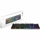 MSI Strike 600 Silent FR Gaming-Tastatur, leise – Kailh Midnight Pro Silent Touch-Schalter, ergonomische Tasten, rutschfeste Basis, RGB Mystic Light pro Taste, USB 2.0 – volle Größe