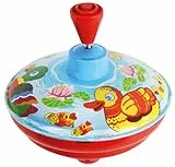 Lena 52410 Brummkreisel Enten Ø 14 cm, Metall Schwungkreisel aus Blech, klassischer Pumpkreisel, Blechkreisel mit Tier Motiv, Kreisel mit Standspitze, Spielzeugkreisel für Kinder ab 18 Monate Bunt