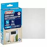 tesa Insect Stop Klett Fliegengitter für Fenster - Insektenschutz mit Klettband, zuschneidbar - Mückenschutz ohne Bohren - 1 x Fliegen Netz - 130 cm x 150 cm - Anthrazit