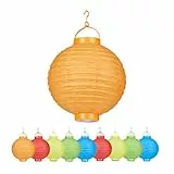 Relaxdays 20 x LED Lampions bunt, batteriebetrieben, Lampion Set für Draußen & Drinnen, zum Aufhängen, Papierlaterne Ø 20cm, farbig
